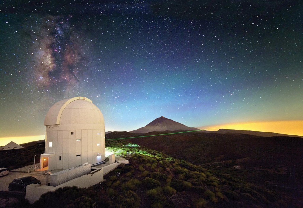 Kanarya Adaları'nda Tenerife'de bulunan Avrupa Uzay Ajansı'nın Optik Yer İstasyonu NASA'nın en yeni Ay yörünge aracı ile laser yoluyla iletişim kurabiliyor. . IQOQI Vienna, Austrian Academy of Sciences/ESA