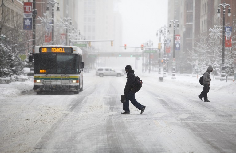 Detroit Deals With Heavy Snow And Bitter Cold