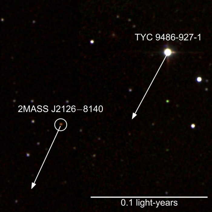 İşte bilinen en geniş gezegen sisteminin iki üyesi: MASS J2126 gezegeni ve TYC 9486-927-1 yıldızı.